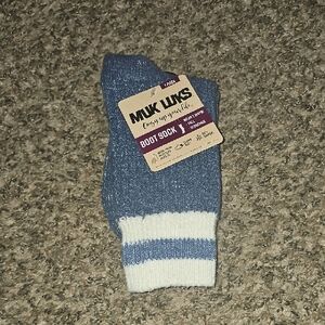 MUK LUKS Socks!! Nwts Blue,cream And Shimmer!! Boot Socks Sz 6-11